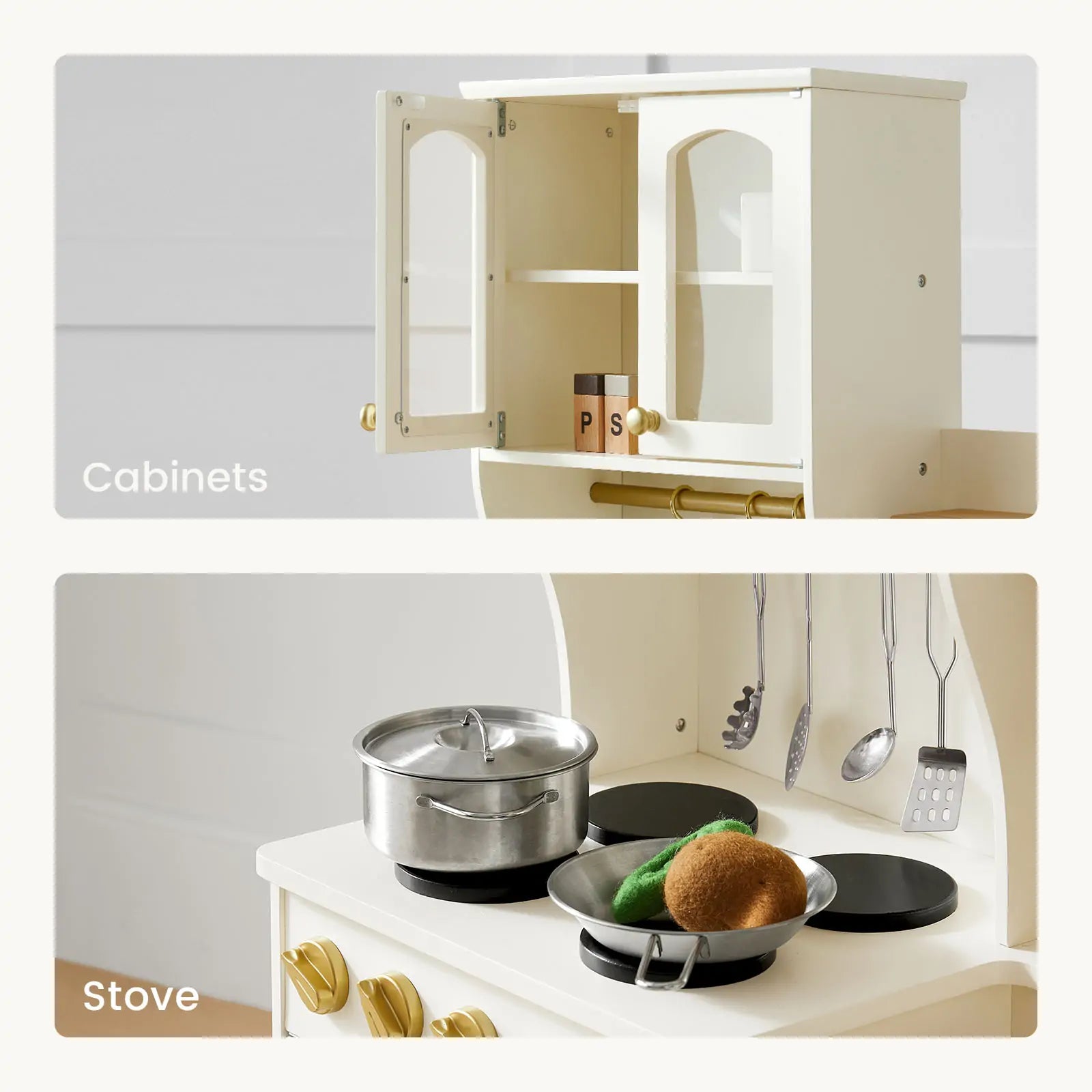 Tiny Land® Wooden Play Kitchen with Storage for Creative Toddlers